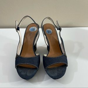 Guess Denim Platform Wedges size 7.5